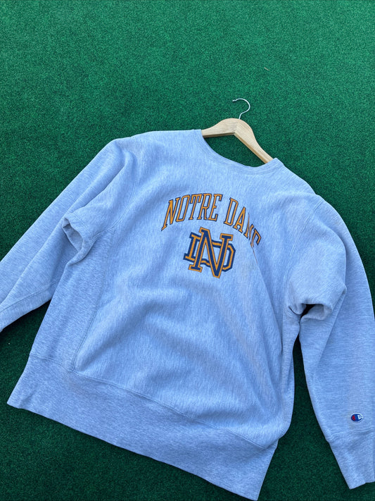 Vintage 80s Champion Reverse Weave Sweatshirt Crewneck Notre Dame Large fits XL